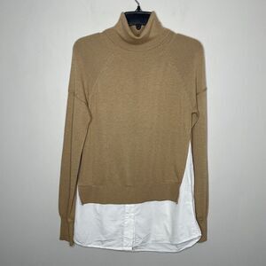 KF/KaufmanFranco Collective Sweater Womens Small S Camel Tan Mixed Media Poplin